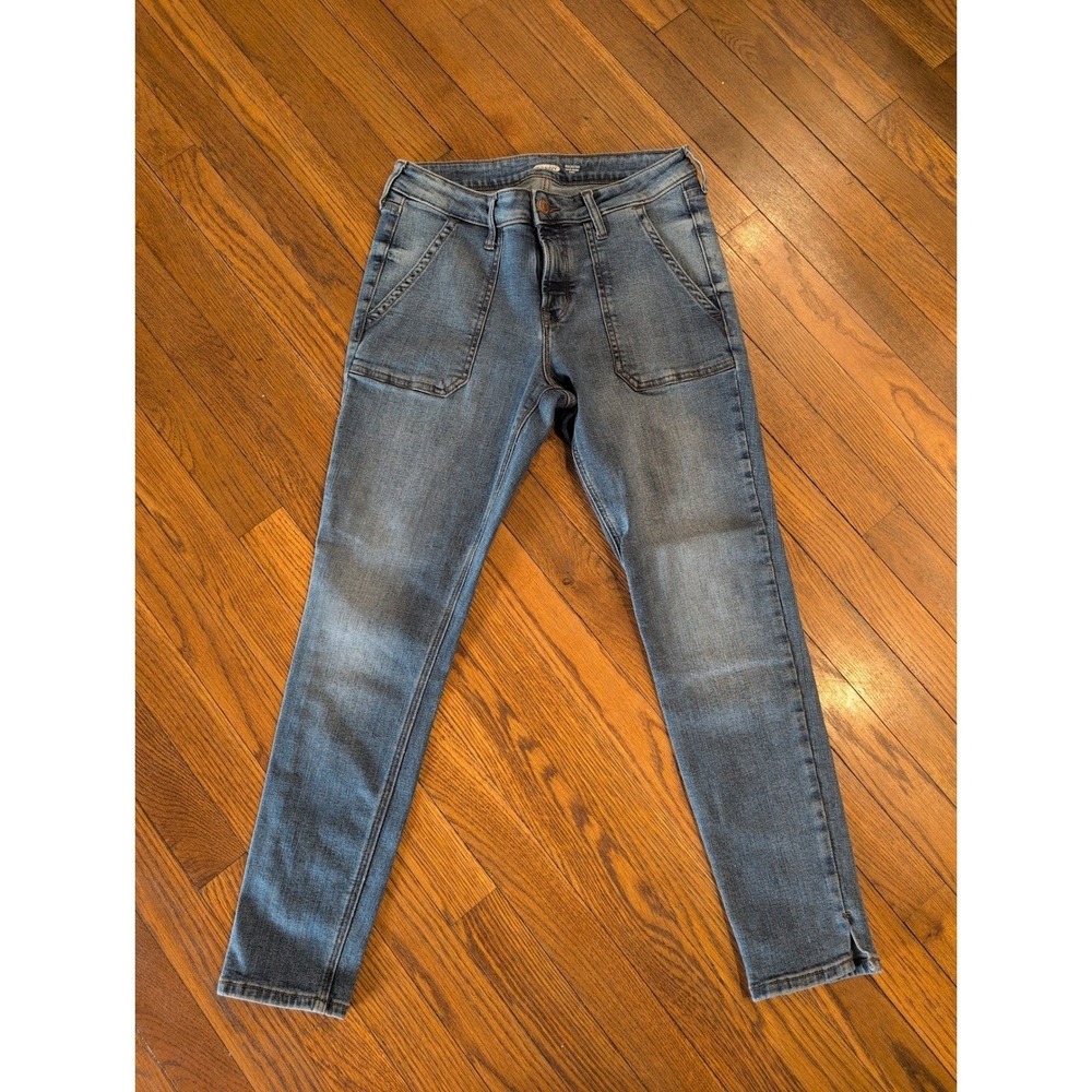 Old‎ Navy Rockstar Super Skinny Ankle Jeans 6 Blue Acid Wash Patch Pocket Crop